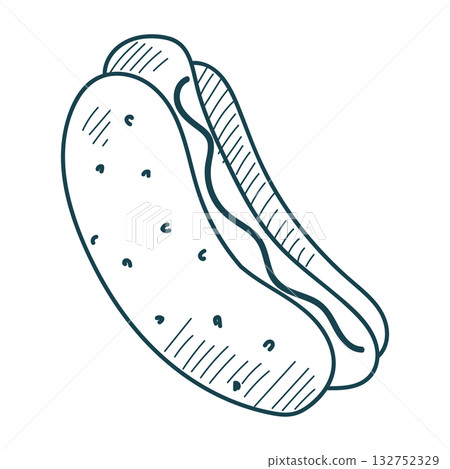 Doodle hot dog icon vector isolated 132752329