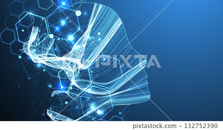 Artificial Intelligence. Technical background. Big data concept. Machine cyber mind. 132752390