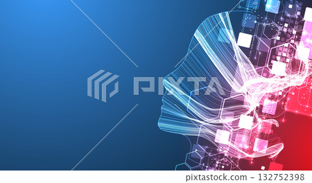 Artificial Intelligence. Technical background. Big data concept. Machine cyber mind. 132752398