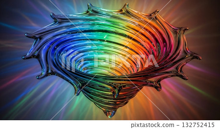 Swirling rainbow tornado in metallic textures. 132752415