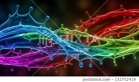 Molecular wave made of luminous rainbow threads. Molecular wave made of luminous rainbow threads. 132752419
