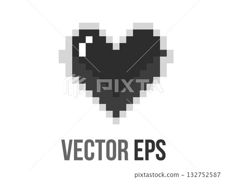 Isolated 8 bits pixel art love black heart flat icon 132752587