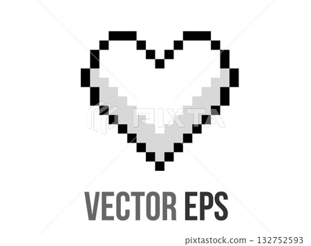 Isolated 8 bits pixel art love white heart flat icon 132752593