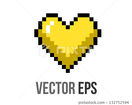 Isolated 8 bits pixel art love yellow heart flat icon Isolated 8 bits pixel art love yellow heart flat icon 132752594