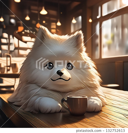 咖啡館裡的狗的插圖 132752613