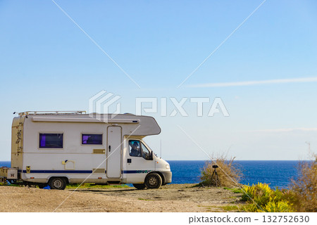 Caravan camping on beach Caravan camping on beach 132752630