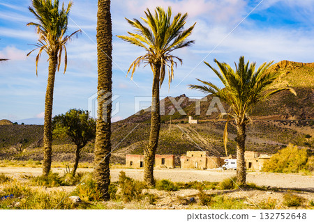 Caravan at movie location in Sierra Alhamilla, Spain Caravan at movie location in Sierra Alhamilla, Spain 132752648