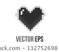Isolated 8 bits pixel art love black heart flat icon 132752698