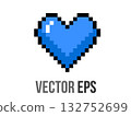 Isolated 8 bits pixel art love blue heart flat icon 132752699