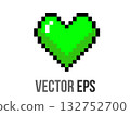 Isolated 8 bits pixel art love green heart flat icon 132752700