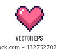 Isolated 8 bits pixel art love pink heart flat icon 132752702