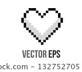 Isolated 8 bits pixel art love white heart flat icon 132752705