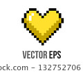 Isolated 8 bits pixel art love yellow heart flat icon 132752706