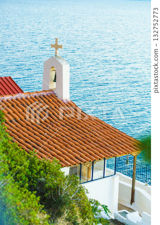 Little church on greek seashore Little church on greek seashore 132752773