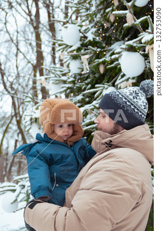 Father and Child in Winter Park 132753090
