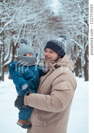 Father and Child in Winter Park 132753093