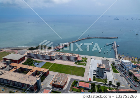 Aerial view of the District of La Punta, located in Callao. Aerial view of the District of La Punta, located in Callao. 132753260