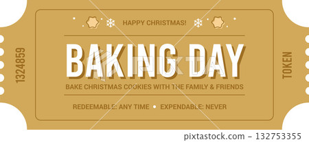 Home Holiday Activity Ticket or Coupon for Baking Day Vector Cutout Illustrated Template Home Holiday Activity Ticket or Coupon for Baking Day Vector Cutout Illustrated Template 132753355