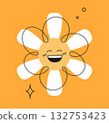 Happy daisy flower. Smiling joyful laughing face 132753423