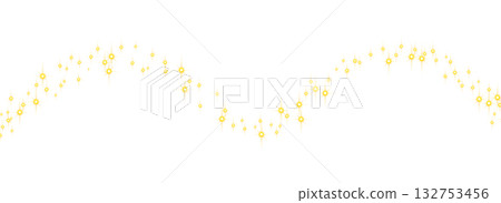 Golden wavy glitter trail of sparkling light particles on transparent background for festive magical celebration design 132753456