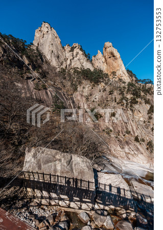 Ulsanbawi Rock cliff formation in Seoraksan National Park, Sokcho, South Korea Ulsanbawi Rock cliff formation in Seoraksan National Park, Sokcho, South Korea 132753553