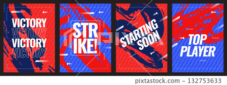 Modern and Energetic Sports Poster or Banner Template with Brush Stroke Style. Template for Sport, Fitness, Workout, Gym, Brochure, Invitation, Festival, or Music Event 132753633