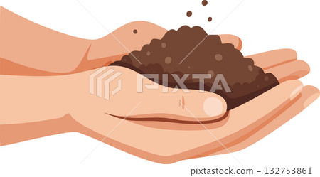 Human hands holding dark soil expressing harmony with nature environmental awareness and earth care Human hands holding dark soil expressing harmony with nature environmental awareness and earth care 132753861