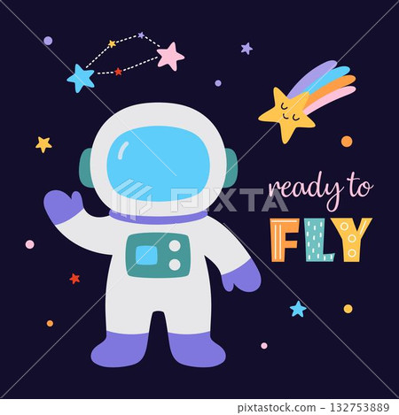 cartoon poster with astronaut 132753889