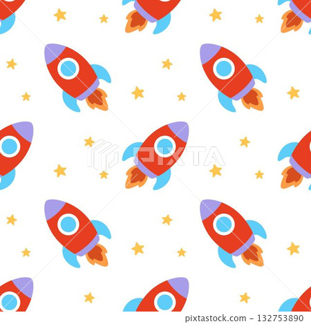 cartoon rocket seamless pattern cartoon rocket seamless pattern 132753890