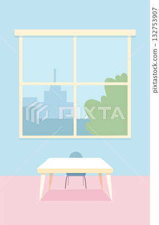 School canteen interior, modern lunchroom with empty chair and table near window School canteen interior, modern lunchroom with empty chair and table near window 132753907