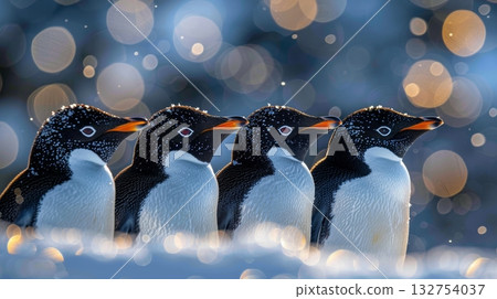 Close up encounter with adelie penguins in antarctica a stunning view of pygoscelis adeliae Close up encounter with adelie penguins in antarctica a stunning view of pygoscelis adeliae 132754037