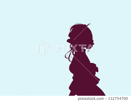 Laughing woman yukata silhouette 132754700