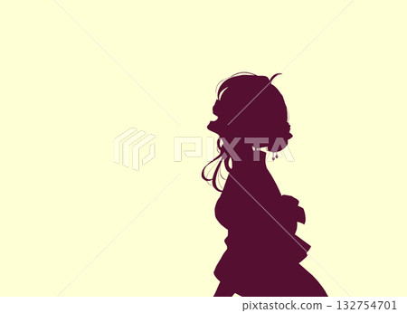 Laughing woman yukata silhouette Laughing woman yukata silhouette 132754701