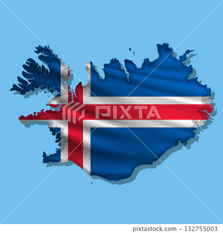 Vector flag Iceland in the form of a map Vector flag Iceland in the form of a map 132755003