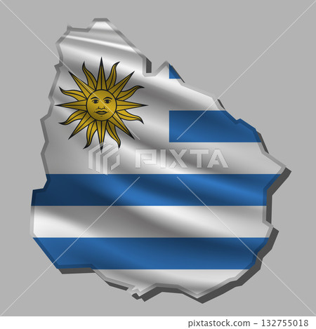 Vector flag Uruguay in the form of a map 132755018
