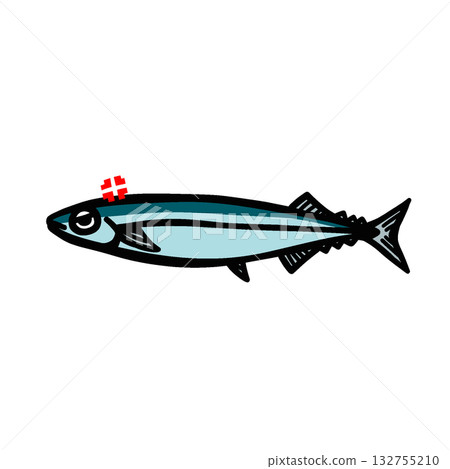 憤怒的秋刀魚的簡單插圖 132755210