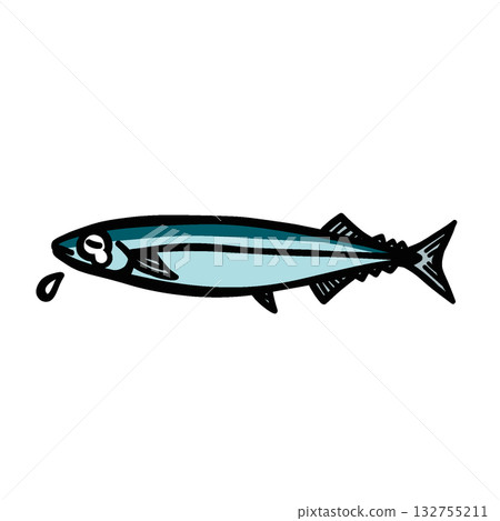 一隻悲傷的秋刀魚的簡單插圖 一隻悲傷的秋刀魚的簡單插圖 132755211