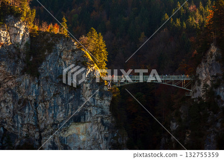 德國新天鵝堡的瑪麗安橋遠眺景 德國新天鵝堡的瑪麗安橋遠眺景 132755359