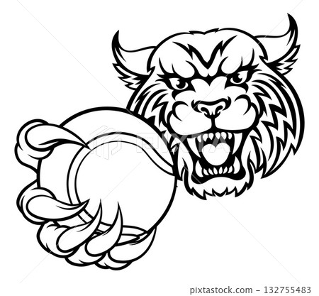 Wildcat Bobcat Tennis Ball Animal Team Mascot 132755483