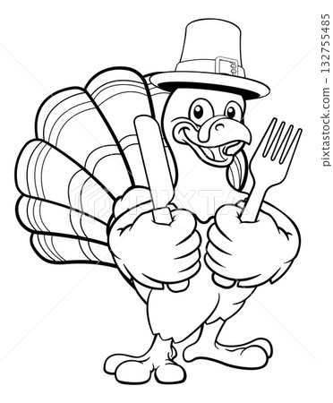 Turkey Thanksgiving Cartoon Bird Christmas Mascot 132755485