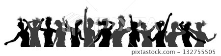 Dancing Women Silhouettes Crowd Party Celebration Dancing Women Silhouettes Crowd Party Celebration 132755505