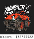 Monster truck graphic vector t-shirt design print. Adventurous vibes, ideal for motorsport fans and kids fashion 132755522