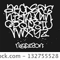 Alphabet in street graffiti style, hand drawn. vector alphabet on black background 132755528
