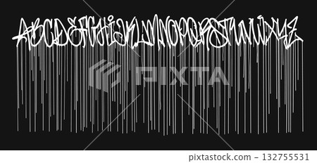 Graffiti street font, urban typography alphabet with long drips Graffiti street font, urban typography alphabet with long drips 132755531