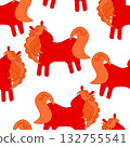 pattern with a cartoon red horse with a red mane 132755541