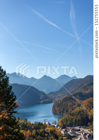 Tranquil lakes and red-roofed villages in the Bavarian valleys 132755553