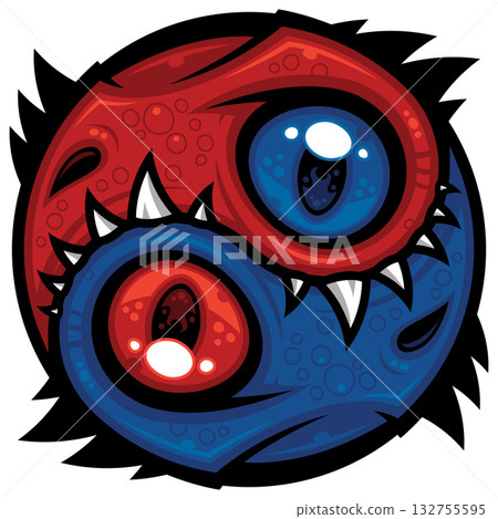 Red and Blue Yin Yang Dragons Red and Blue Yin Yang Dragons 132755595