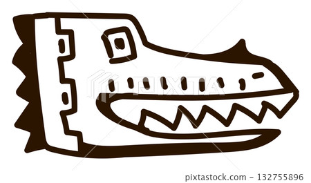 Ancient aztec artwork featuring stylized serpent design 132755896