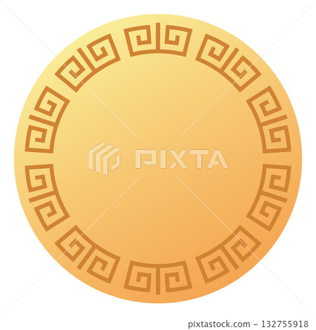 Elegant circular frame with greek key design element Elegant circular frame with greek key design element 132755918