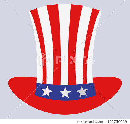 Patriotic american top hat with stars and stripes design Patriotic american top hat with stars and stripes design 132756029